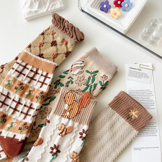 Women 3d Little Flower Cotton Cute Socks